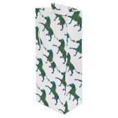 Zebra Brown en Blauwgroen Print Silhouette Wijn Cadeautas (Achterkant Gekanteld)