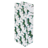 Zebra Brown en Blauwgroen Print Silhouette Wijn Cadeautas (Voorkant Gekanteld)