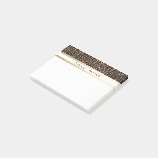 Zebra Brown Gold Sparkle Glam Trendy Personalized Post-it® Notes (Schuin)