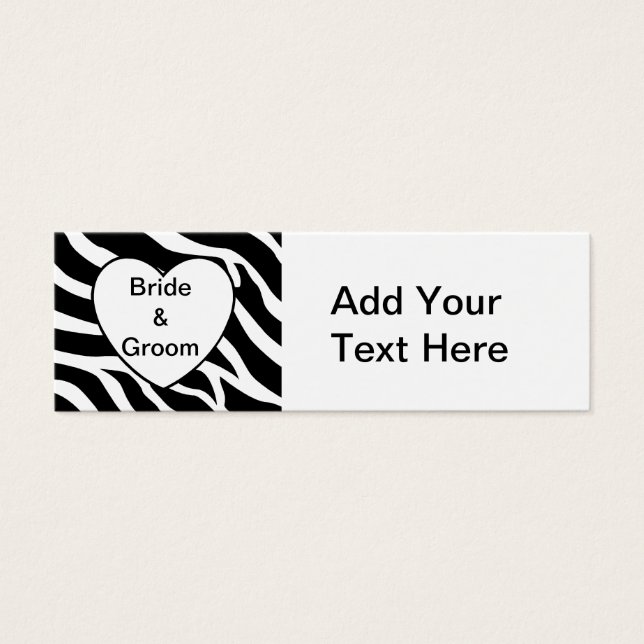 Zebra bruiloft mini visitekaartjes (Voorkant)