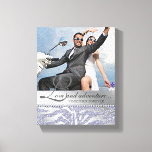 Zebra Bruiloft Verloving Fotodoek Zilver Canvas Afdruk