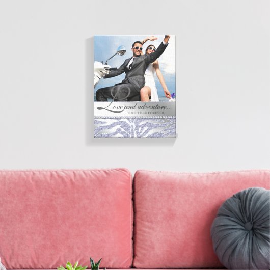 Zebra Bruiloft Verloving Fotodoek Zilver Canvas Afdruk (Insitu (Woonkamer))