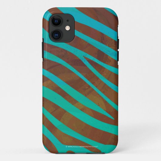Zebra bruin en Blauwgroen afdrukken Case-Mate iPhone Case (Achterkant)