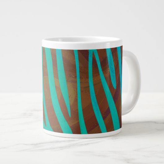Zebra bruin en Blauwgroen afdrukken Grote Koffiekop (Voorkant rechts)