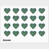 Zebra bruin en Blauwgroen afdrukken Hart Sticker (Vel)