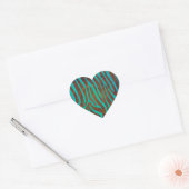Zebra bruin en Blauwgroen afdrukken Hart Sticker (Envelop)