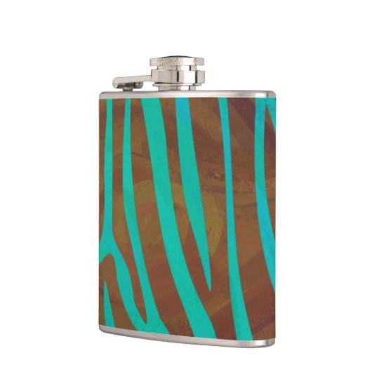 Zebra bruin en Blauwgroen afdrukken Heupfles (Links)