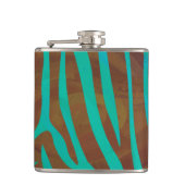 Zebra bruin en Blauwgroen afdrukken Heupfles (Voorkant)