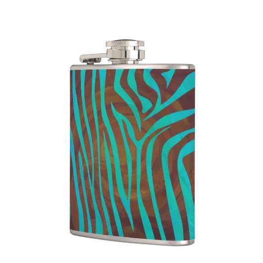 Zebra bruin en Blauwgroen afdrukken Heupfles (Links)