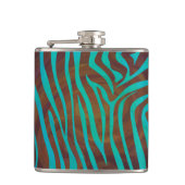 Zebra bruin en Blauwgroen afdrukken Heupfles (Voorkant)