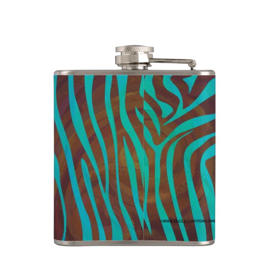 Zebra bruin en Blauwgroen afdrukken Heupfles (Achterkant)