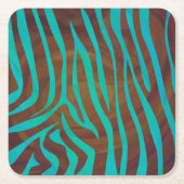 Zebra bruin en Blauwgroen afdrukken Kartonnen Onderzetters (Voorkant)