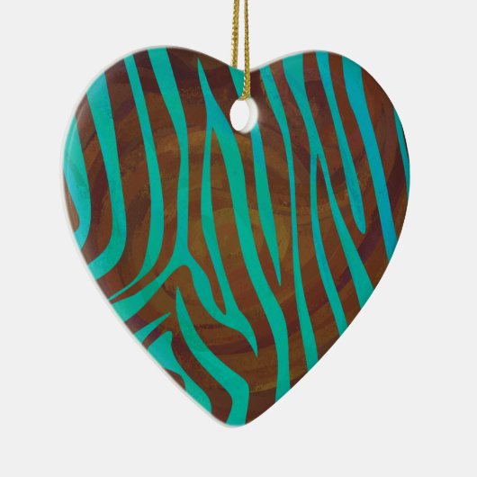 Zebra bruin en Blauwgroen afdrukken Keramisch Ornament (Rechts)