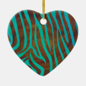 Zebra bruin en Blauwgroen afdrukken Keramisch Ornament (Voorkant)