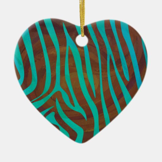 Zebra bruin en Blauwgroen afdrukken Keramisch Ornament (Voorkant)