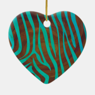 Zebra bruin en Blauwgroen afdrukken Keramisch Ornament