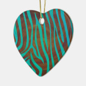 Zebra bruin en Blauwgroen afdrukken Keramisch Ornament (Links)