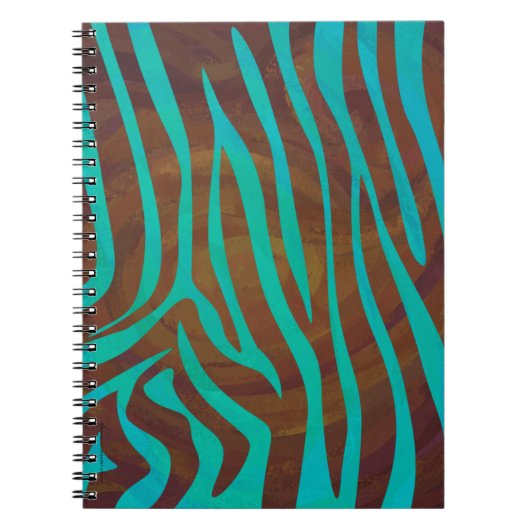 Zebra bruin en Blauwgroen afdrukken Notitieboek (Voorkant)