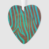 Zebra bruin en Blauwgroen afdrukken Ornament (voorkant)