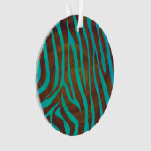 Zebra bruin en Blauwgroen afdrukken Ornament (voorkant)