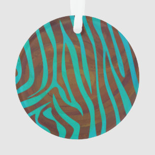 Zebra bruin en Blauwgroen afdrukken Ornament