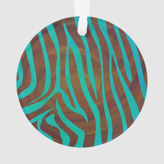 Zebra bruin en Blauwgroen afdrukken Ornament (achterkant)