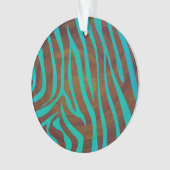 Zebra bruin en Blauwgroen afdrukken Ornament (voorkant)