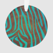 Zebra bruin en Blauwgroen afdrukken Ornament (voorkant)