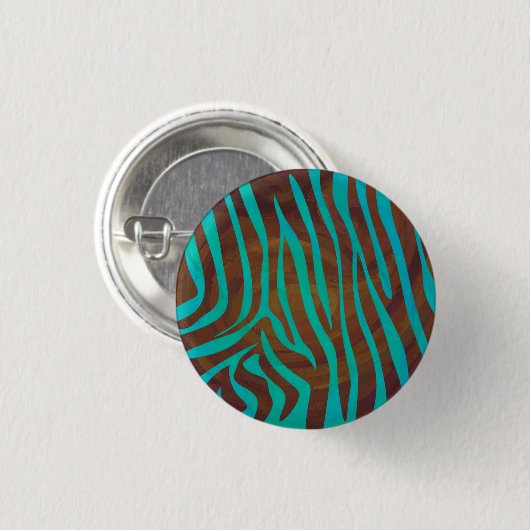 Zebra bruin en Blauwgroen afdrukken Ronde Button 3,2 Cm (Voorkant /achterkant)