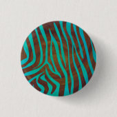 Zebra bruin en Blauwgroen afdrukken Ronde Button 3,2 Cm (Voorkant)