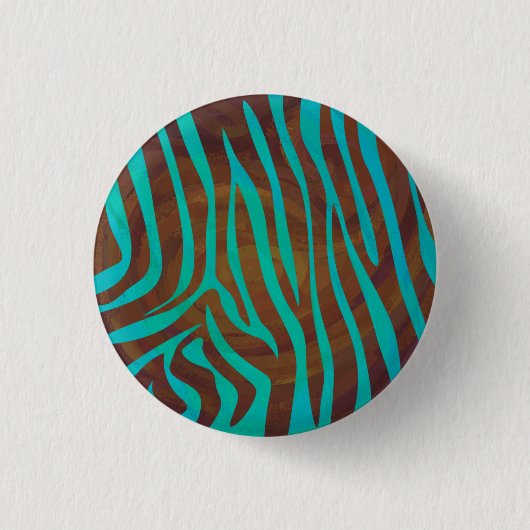 Zebra bruin en Blauwgroen afdrukken Ronde Button 3,2 Cm (Voorkant)