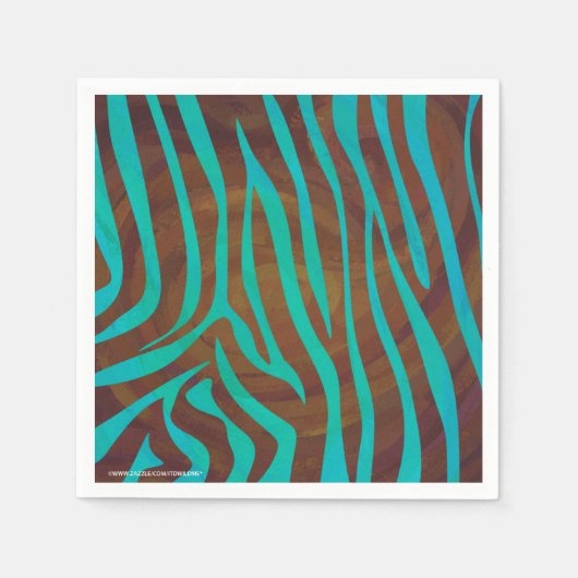 Zebra bruin en Blauwgroen afdrukken Servetten (Voorkant)
