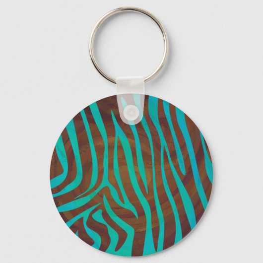 Zebra bruin en Blauwgroen afdrukken Sleutelhanger (Voorkant)