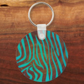 Zebra bruin en Blauwgroen afdrukken Sleutelhanger (Voorkant)
