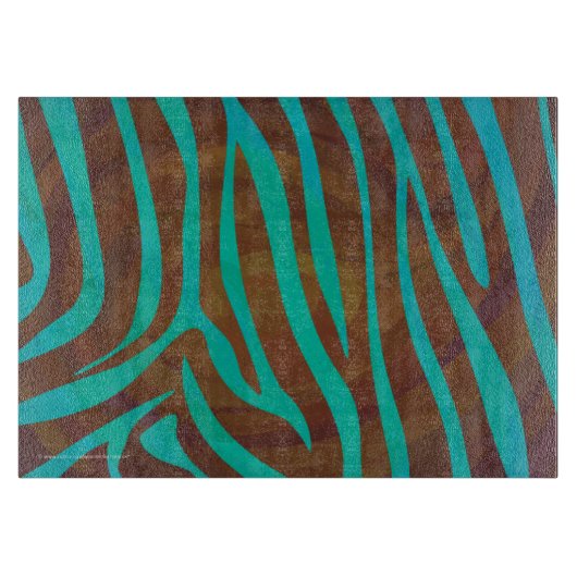 Zebra bruin en Blauwgroen afdrukken Snijplank (Voorkant)
