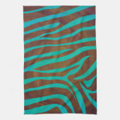 Zebra bruin en Blauwgroen afdrukken Theedoek (Verticaal)