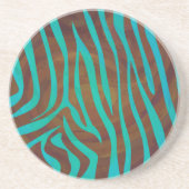 Zebra bruin en Blauwgroen afdrukken Zandsteen Onderzetter (Voorkant)