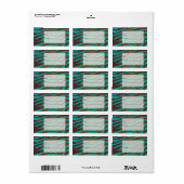 Zebra bruin en Blauwgroen met monogram Etiket (Full Sheet)