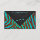 Zebra bruin en Blauwgroen met monogram Visitekaartje (Achterkant)