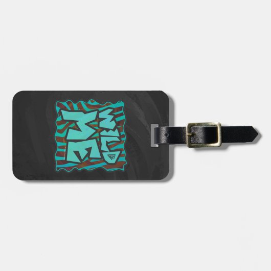 Zebra bruin en Blauwgroen "Wild Me Design" Bagagelabel (Voorkant horizontaal)