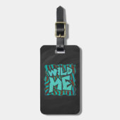 Zebra bruin en Blauwgroen "Wild Me Design" Bagagelabel (Voorkant verticaal)