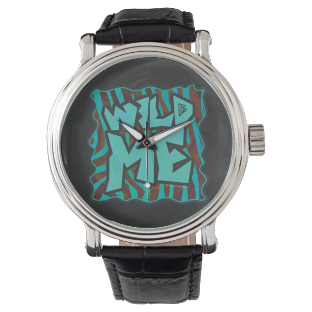 Zebra bruin en Blauwgroen "Wild Me Design" Horloge (Voorkant)