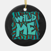 Zebra bruin en Blauwgroen "Wild Me Design" Keramisch Ornament (Voorkant)