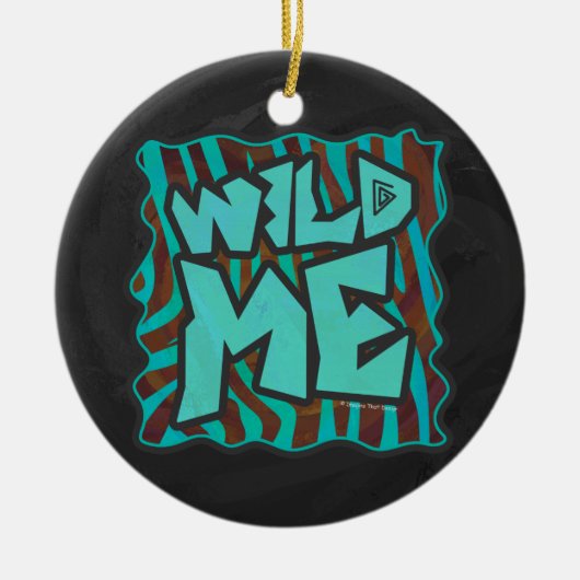 Zebra bruin en Blauwgroen "Wild Me Design" Keramisch Ornament (Voorkant)