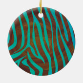 Zebra bruin en Blauwgroen "Wild Me Design" Keramisch Ornament (Achterkant)