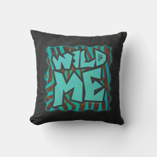Zebra bruin en Blauwgroen "Wild Me Design" Kussen