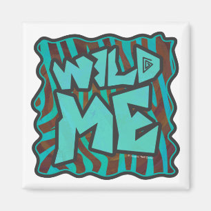 Zebra bruin en Blauwgroen "Wild Me Design" Magneet