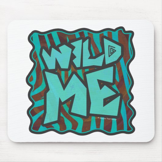 Zebra bruin en Blauwgroen "Wild Me Design" Muismat (Voorkant)