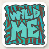 Zebra bruin en Blauwgroen "Wild Me Design" Onderzetter (Voorkant)