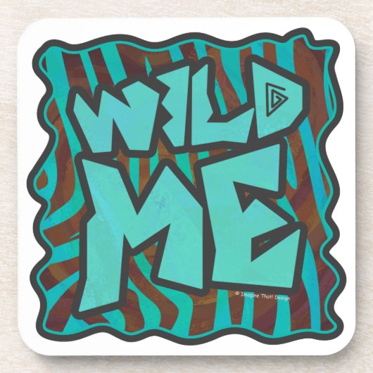Zebra bruin en Blauwgroen "Wild Me Design" Onderzetter (Voorkant)